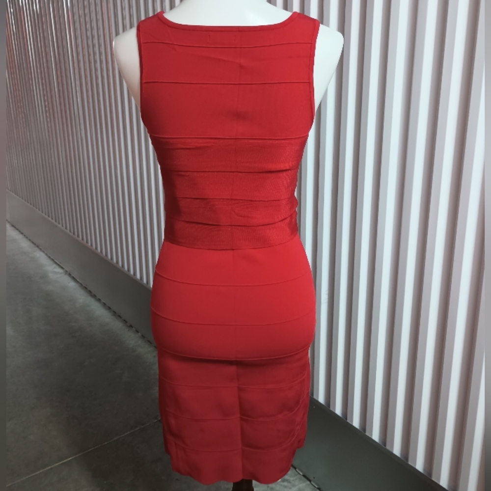 Express Red Ruffle Midi Dress - Picture 3 of 6